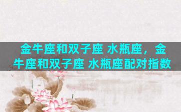 金牛座和双子座 水瓶座，金牛座和双子座 水瓶座配对指数